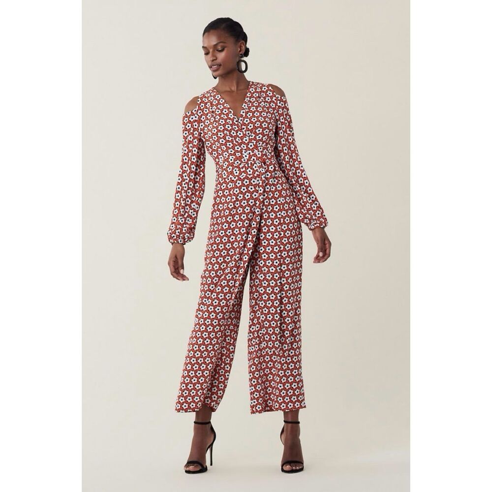 Diane Von Furstenberg Rust Floral Jumpsuit